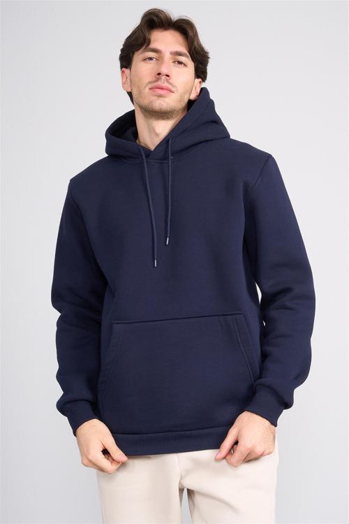 Çetinkaya Mentality 3035 3 İp Kapşonlu Lacivert Sweatshirt