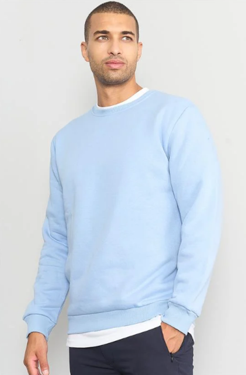 Çetinkaya Mentality 3036 3 İp Bisiklet Yaka Mavi Sweatshirt