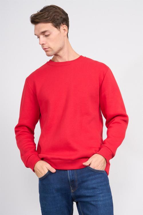 Çetinkaya Mentality 3036 3 İp Bisiklet Yaka Kırmızı Sweatshirt