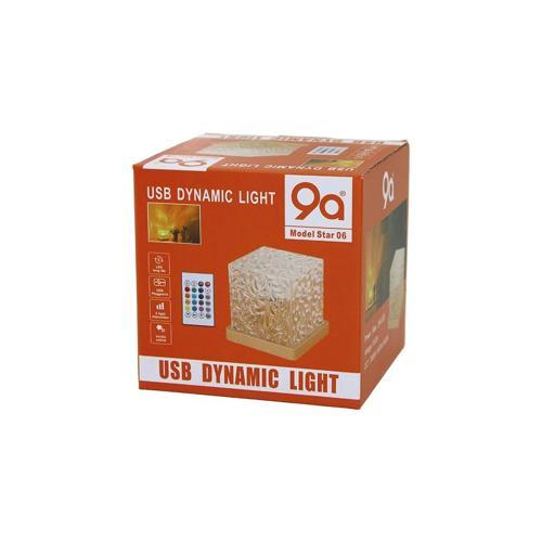 Usb Kumandalı Rgb Su Desenli Mika Kristal Plastik Gece Lambası 9.5x9.5cmx11.5cm
