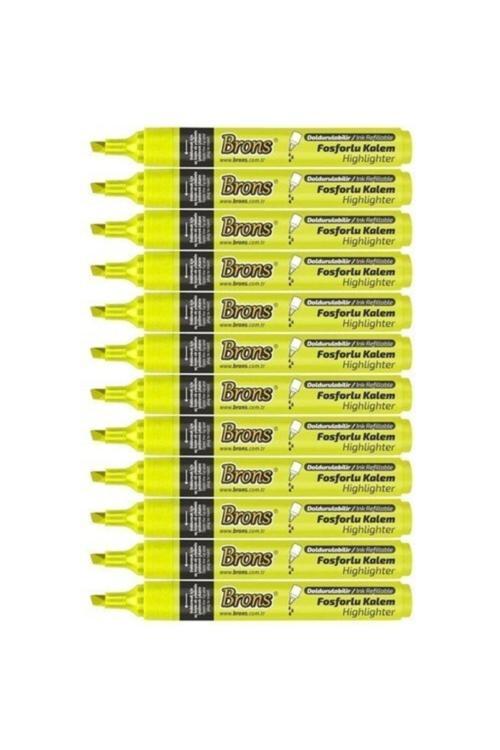 Doldurulabilir Sarı Fosforlu Kalem 12'Li