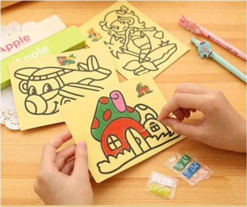 A4 Boyutunda Renkli Kumlu Set 4 Adet