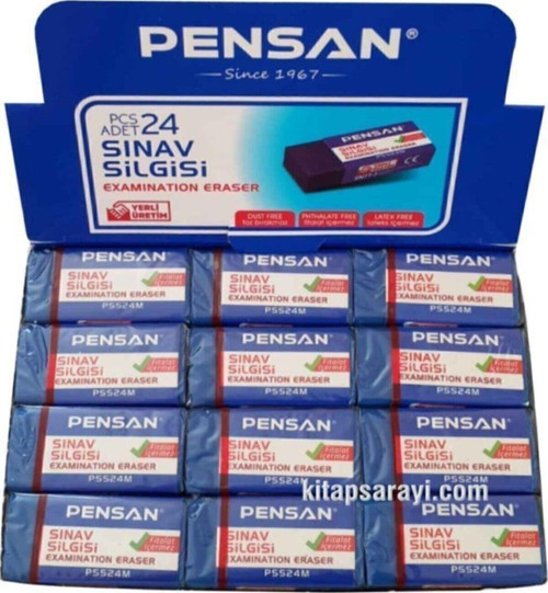 Sınav Silgisi Mavi 24'Lü Paket Yumuşak Iz Bırakmaz Tek Ebat