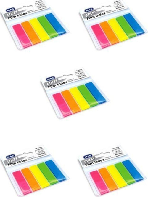 Film Index Postit Ayraç 12X45 Mm Dikdörtgen 5 Renk (5 Paket)