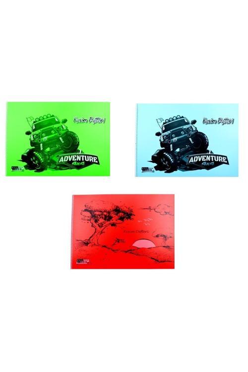 35X50 Spiralli Plastik Kapak 25 Yaprak Resim Defteri