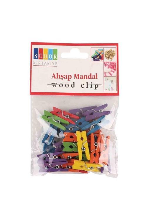 Renkli Ahşap Mandal Küçük Mini Mandal (30 Adet) Bs-99