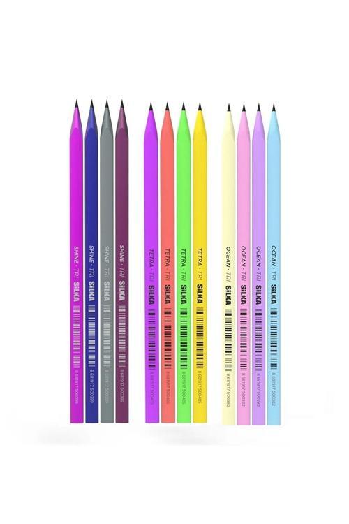 Üçgen Karışık Renkli Kurşun Kalem 6'Li