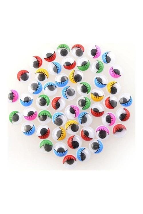 Renkli Oynar Göz Kirpikli 15 Mm 60 Adet