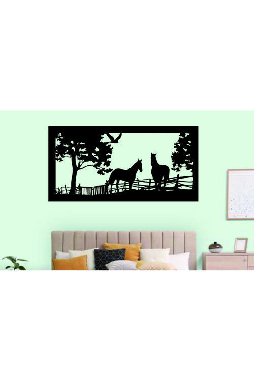 Çiftlikteki Atlar Dekoratif Ahşap Duvar Dekoru