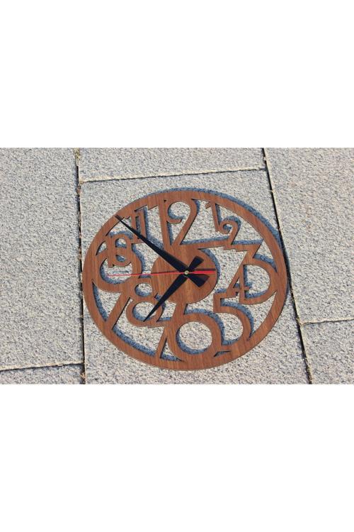 Geometrik Rakamlı Dekoratif Ahşap Duvar Saati Saati