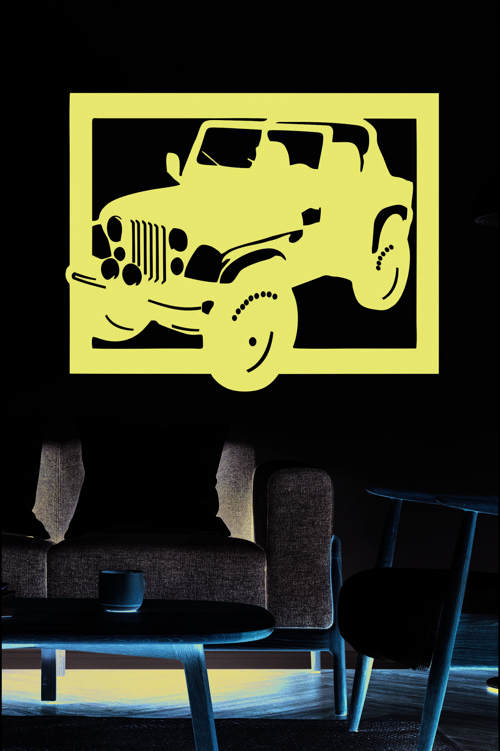 Üstü Açık Jeep Dekoratif Ahşap Duvar Dekoru
