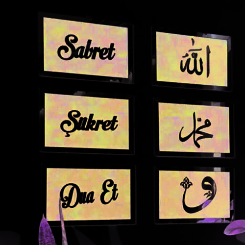 Silver Sabret Şükret Dua Et Allah Muhammed Ve Vav 6'Lı Set