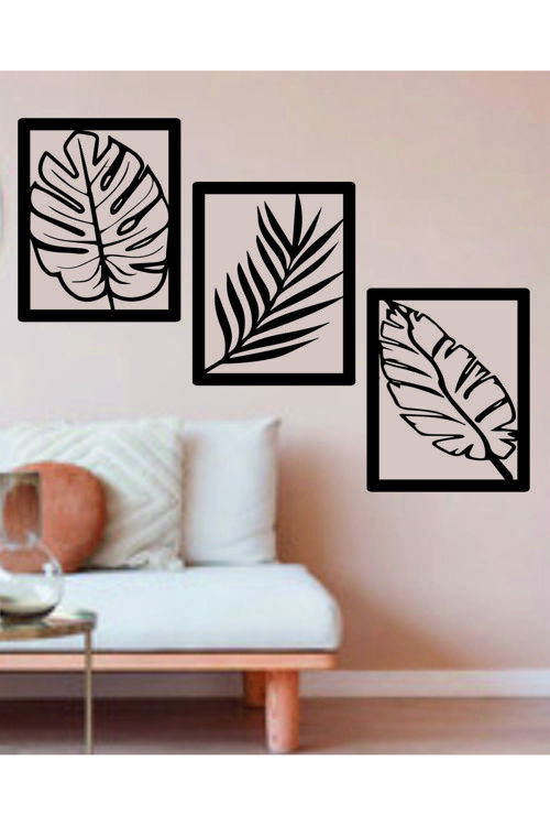 3'Lü Yaprak Dekoratif Ahşap Duvar Dekor Seti