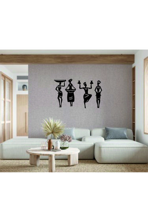 4'Lü Afrikalı Kadınlar Dekoratif Ahşap Tablo