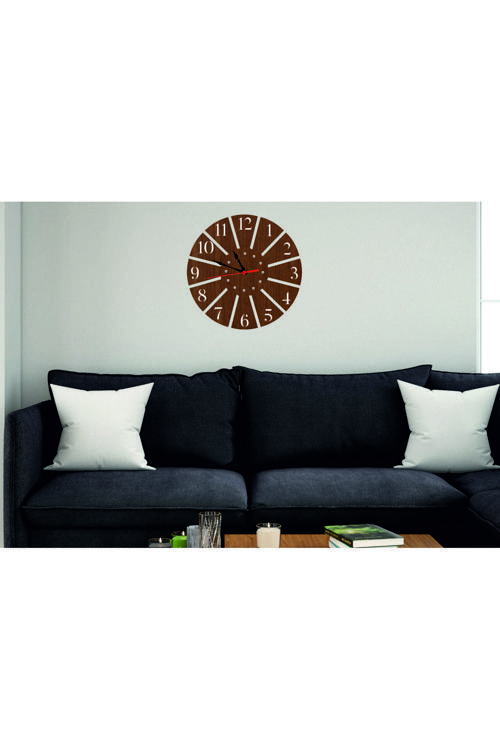 Perçinli Dekoratif Ahşap Duvar Saati