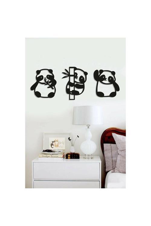 3'Lu Yavru Panda Duvar Dekoru - Duvar Süsü - Çocuk Odası Konsepti 50 X 22Cm