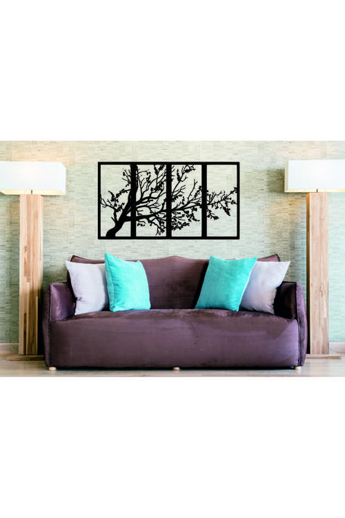 4'Lü Hayat Ağacı Dekoratif Ahşap Duvar Dekoru