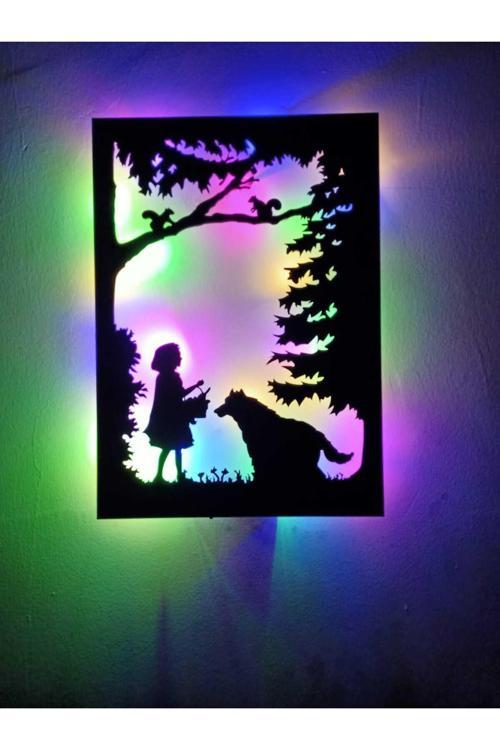 Led Işıklı Kırmızı Başlıklı Kız Dekorlu Gece Lambası