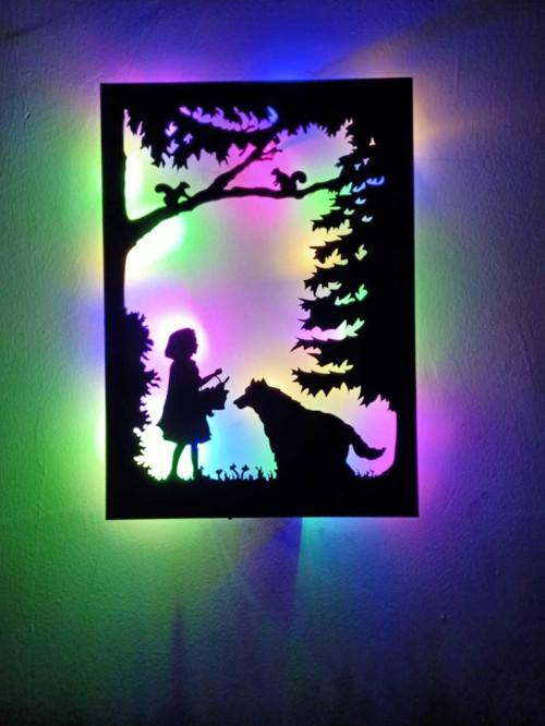 Led Işıklı Kırmızı Başlıklı Kız Dekorlu Gece Lambası