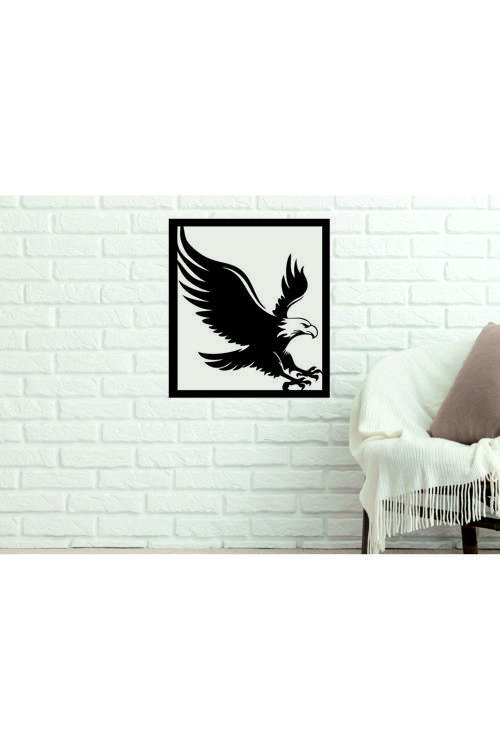 Ak Başlı Siyah Kartal Dekoratif Ahşap Duvar Dekoru