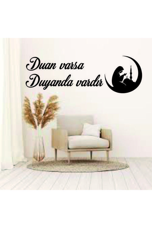 İlkhediyem Camii Figürlü Dua Eden Kız Ve Duan Varsa,Duyanda Vardır Yazılı Duvar Dekoru