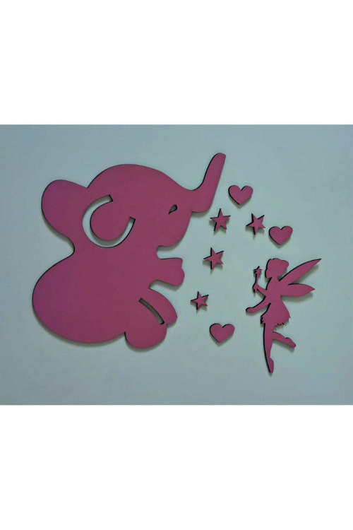 Peri Kızı,Fil Ve Yıldız Çocuk - Bebek Odası Duvar Dekor Seti