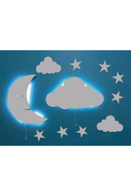 Led Işıklı Bulut Aydede Yıldız Çocuk Odası Aydınlatma Seti