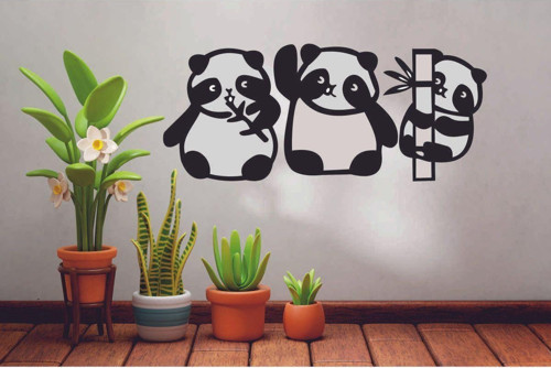Sevimli Panda Duvar Dekor Seti