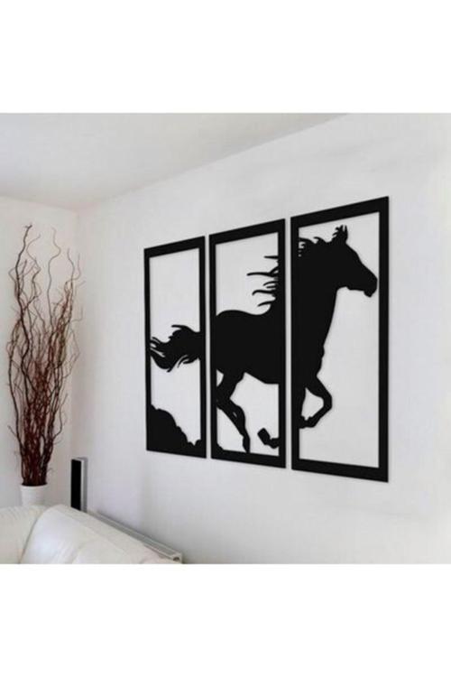 Büyük Boy Koşan At Figürlü 3Mm Mdf Ahşap Duvar Panosu 80X50 Cm