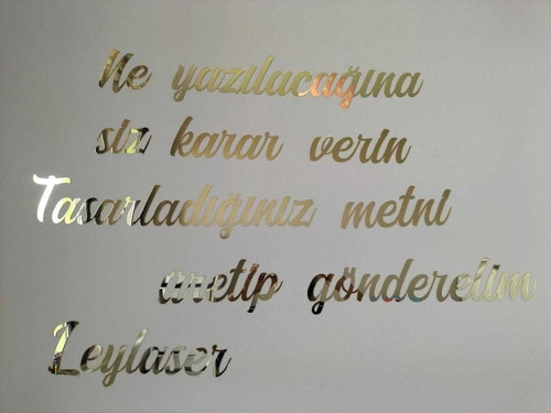 Kişiye Özel Yazı, Kendinden Yapışkanlı Aynalı Gold Pleksi Duvar Yazısı (Her 50 Harf Için 1 Ürün)