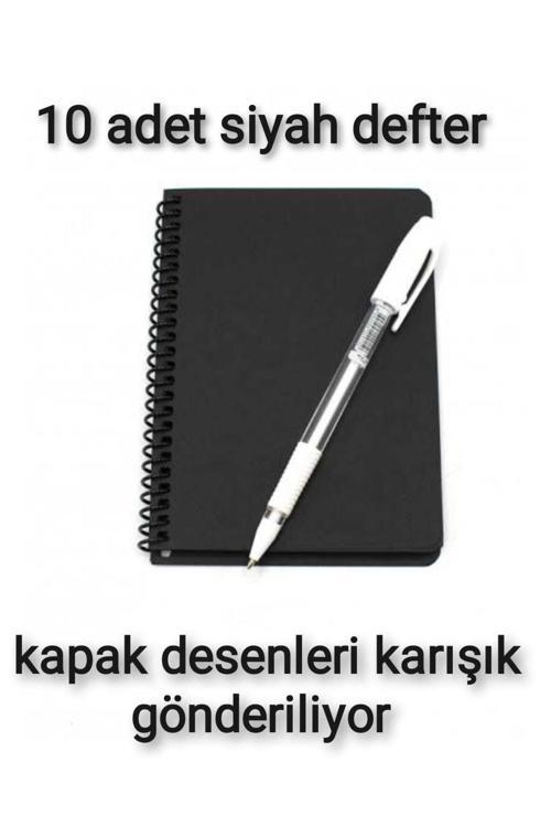 10'Lu Siyah Defter Ve 10 Adet Beyaz Kalem