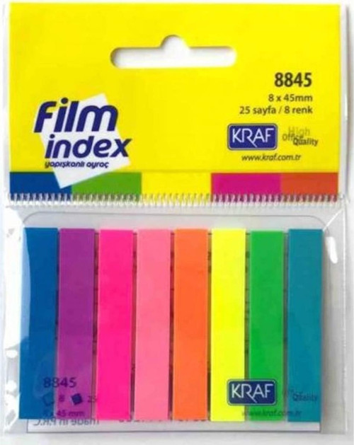 Fılm Yapışkanlı Ayraç Index 8X45Mm. 25 Sayfa 8 Renk - 8845
