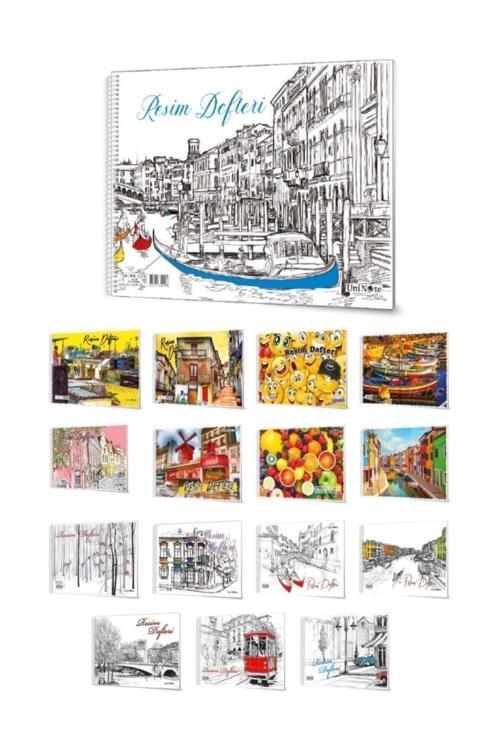 15 Yaprak Resim Defteri Orta Boy Spiralli Karton Kapak 23 X 35 Cm