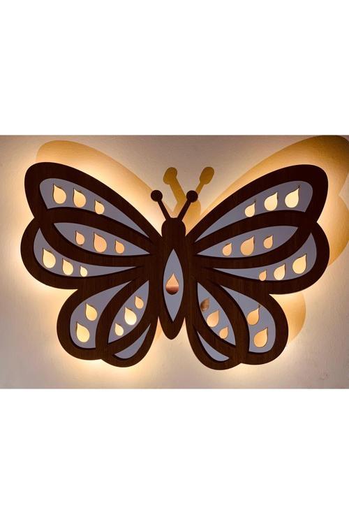 Yağmur Damlalı Kelebek Desenli Peri Ledli Çocuk Ve Bebek Odası Gece Lambası