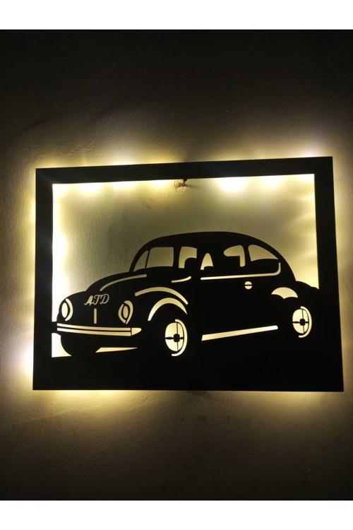 Peri Ledli Klasik Araba1 Bebek-Çocuk Ve Genç Odası Dekoratif Ahşap Gece Lambası