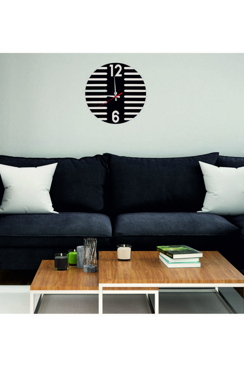 Şeritli Dekoratif Ahşap Duvar Saati