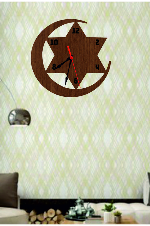 Yıldızlı Dekoratif Ahşap Duvar Saati