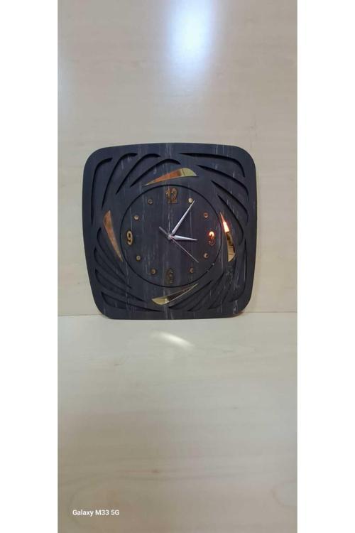 Şık Pleksili Ahşap Füme Duvar Saati