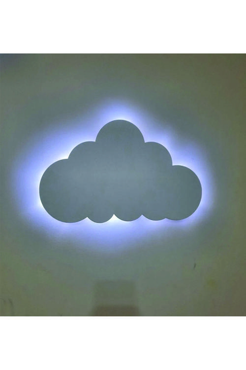 Çocuk Odası Peri Ledli, Işıklı Beyaz Bulut Gece Lambası 40 X 25 Cm