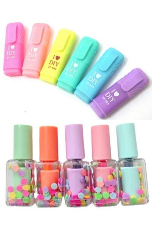 Ege Fotokopi Ve Kırtasiye - Oje Fosforlu Ve Mini Kalemler Fosforlu Kalem Kırtasiye Fosforlu Seti