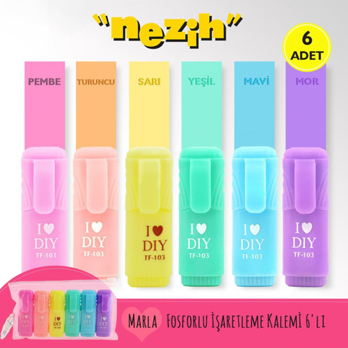 6 Renk Mini Pastel Işaretleme Kalemi F.K