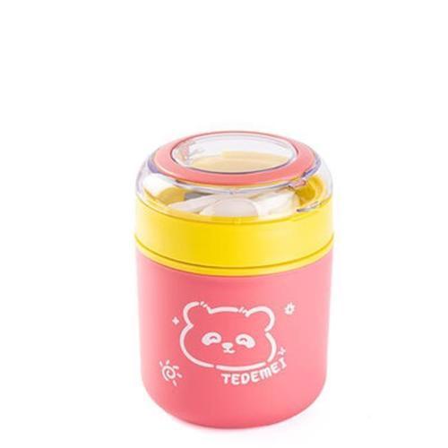 Tedemeı Pembe Sarı Paslanmaz Çelik Yuvarlak Yemek Taşıma Kabı 530ml