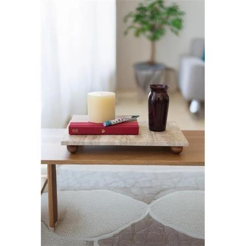 Traverten 30x20 Cm Ahşap Boncuk Ayaklı Sunumluk