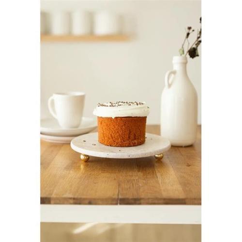 Traverten 25 Cm Altın Boncuk Ayaklı Sunumluk