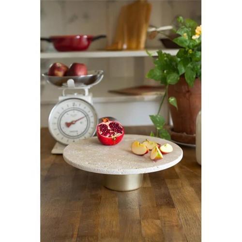 Traverten 28 Cm Metal Ayaklı Sunumluk