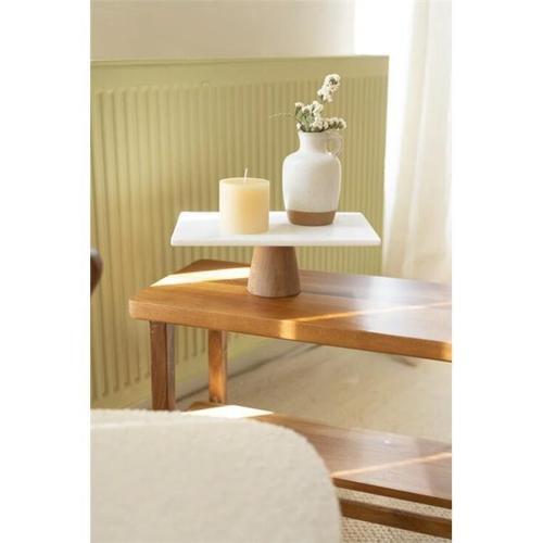 Mermer Beyaz 30x20 Cm Ahşap Konik Ayaklı Sunumluk