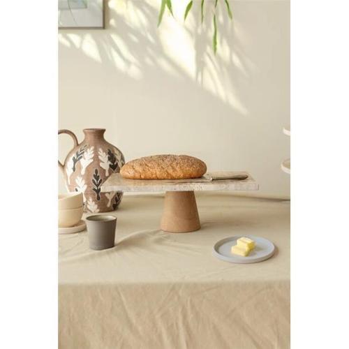 Traverten 30x15 Cm Konik Ahşap Ayaklı Sunumluk