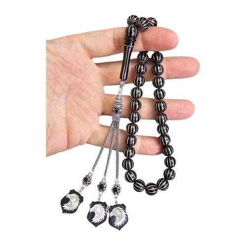 12'li Gümüş Karpuz Yarma Gürcü Taşı Tesbih Lt1422