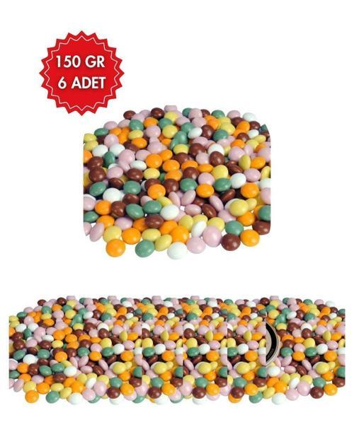 Bonibon Şeker 6'lı Paket 6x150 gr - Renkli Draje Çikolata Pasta SüsüÇiçek Bonibon Şeker 6'lı Paket 6x150 gr - Renkli Draje Çikolata Pasta Süsü