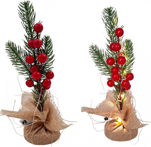 Yılbaşı Yeniyıl Dekor Süsü Led Işıklı Yılbaşı Ağacı 21cm Yılbaşı Noel Dekorasyonu Led Işıklı Ağaç 21cm